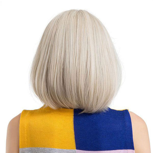 12" Blonde to White Bob with Bangs