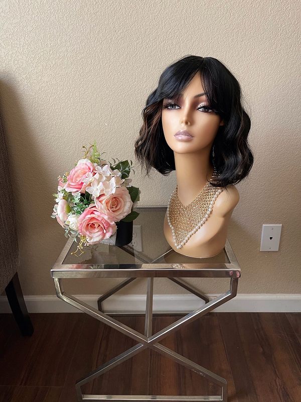 12" Bobo Short Curly Wig With Bangs
