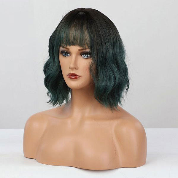 14" Green Wig with Bangs