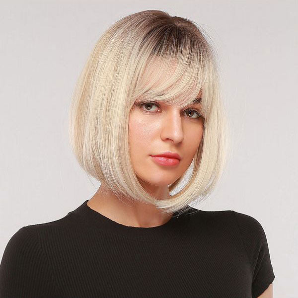 14" Ombre Blonde Bob Wig with Bangs