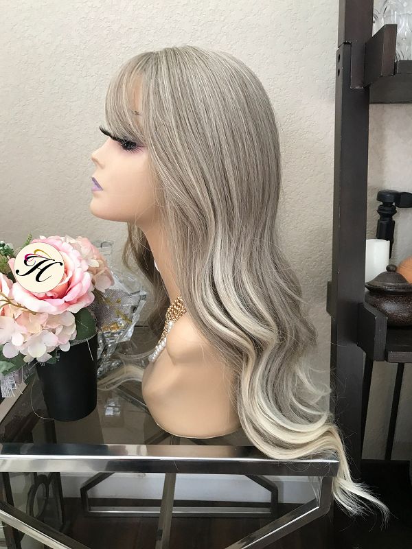 22" Omber Curly Long Wig With Bangs