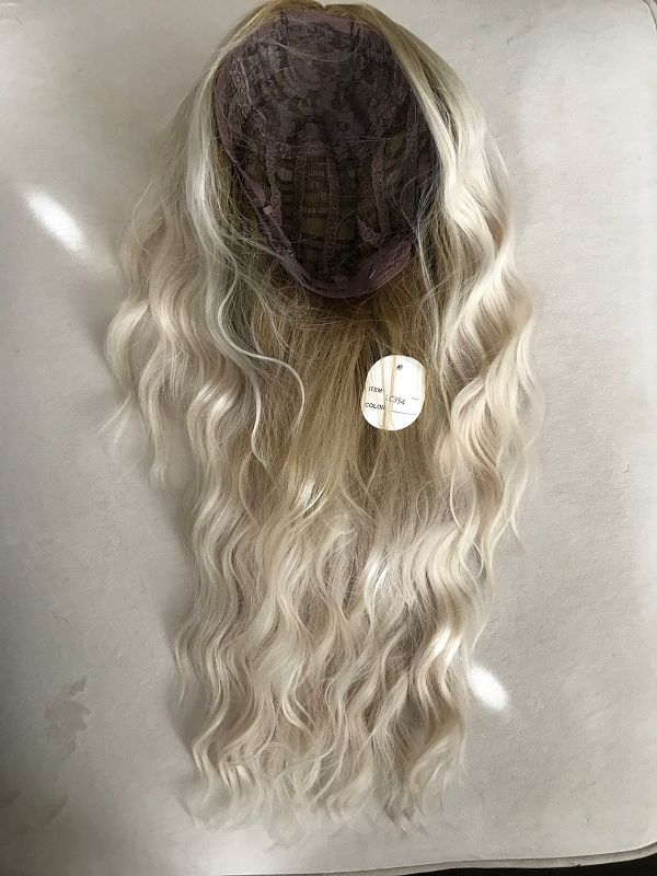 26" Platinum Blonde Long Wavy Wig