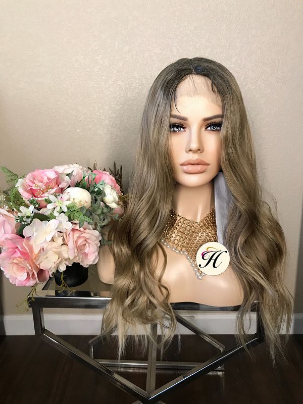 24" Long Omber Curly Lace Front Wig