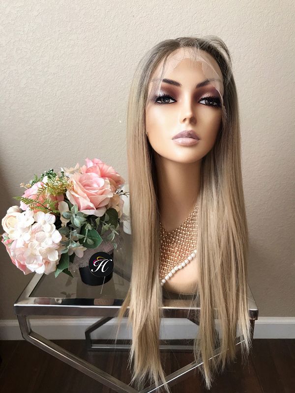 24" Long Straight Lace Front Wig
