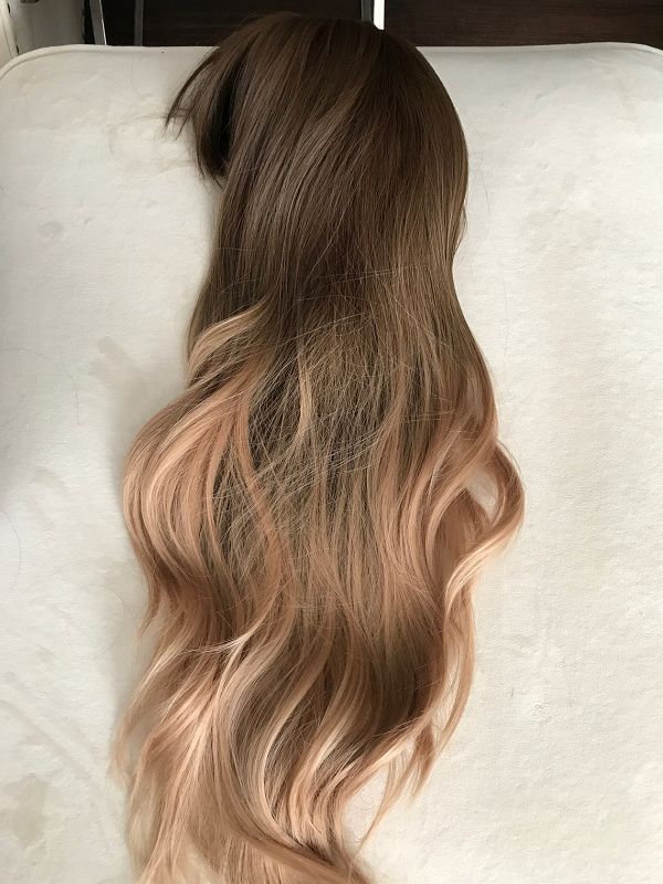 30" Ombre Long Wavy Wig With Bangs