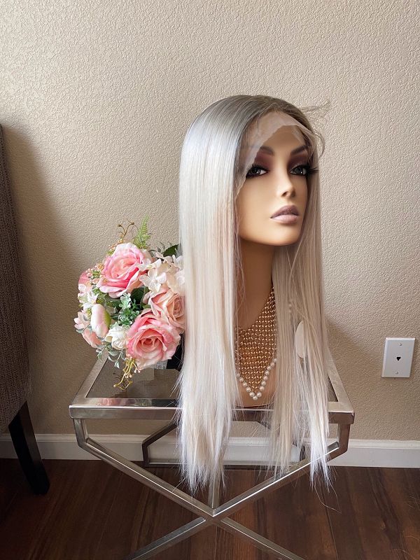 24" Omber Long Straight Lace Front Wig