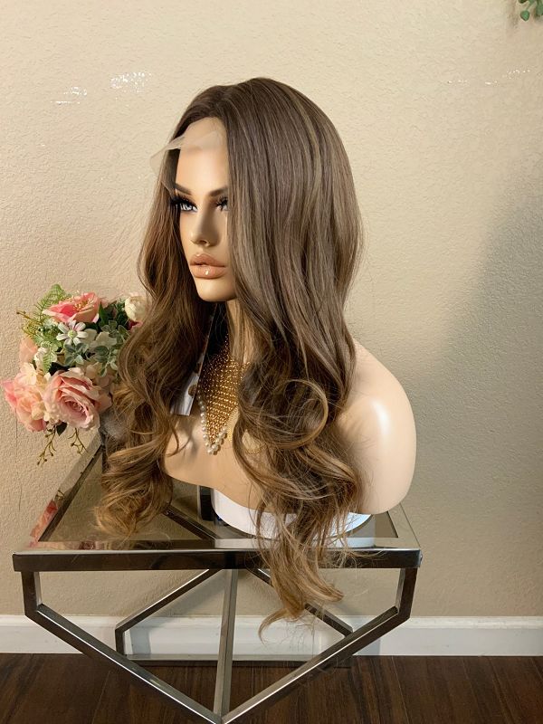 26" Omber Brown Curly Lace Front Wig