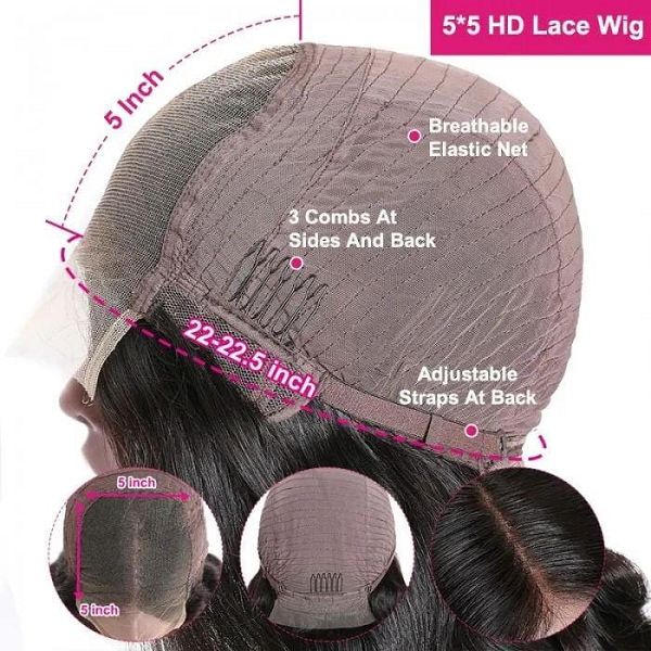 5*5 HD Invisible Lace Closure Body Wave Wigs