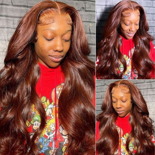 13*4 Lace Frontal Reddish Brown Body Wave