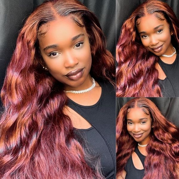 13*4 Lace Frontal Reddish Brown Body Wave
