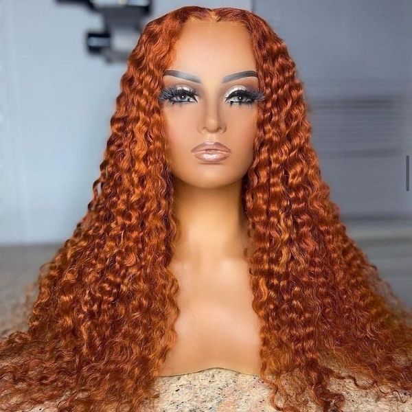 Ginger Colored Wet and Wavy Water Wave Middle T-Part