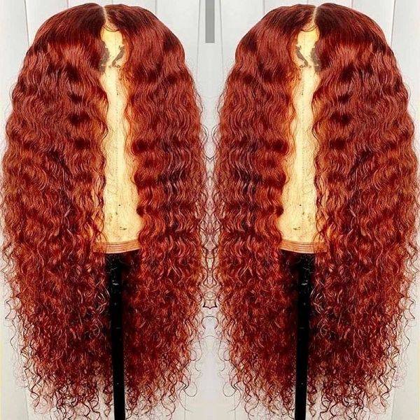 Ginger Colored Wet and Wavy Water Wave Middle T-Part