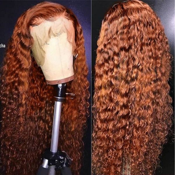 Jerry Curly Ginger Brown Colored Pre Plucked Natural Hairline