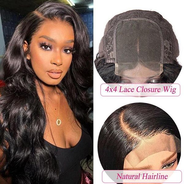 4*4 Lace Closure Wigs Body Wave
