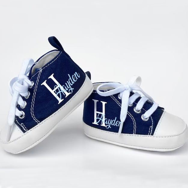 Personalized Blue High Tops Baby Boy Shoes