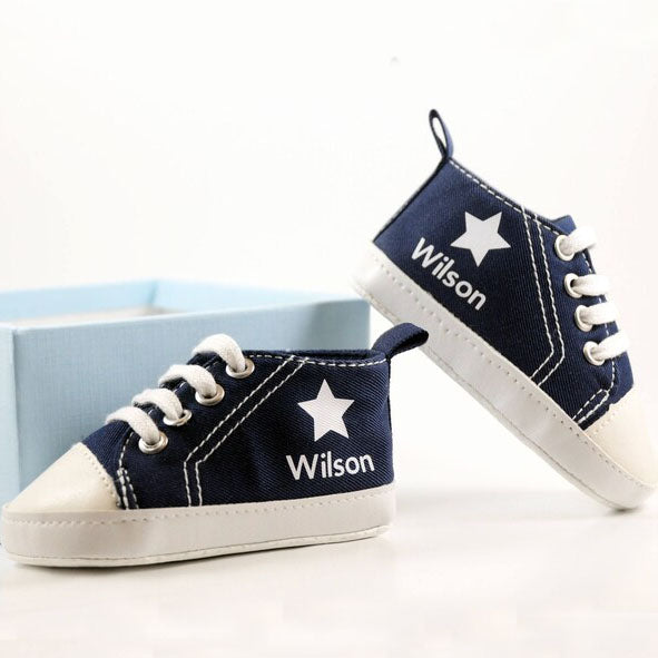 Personalized Blue Star High Tops Baby Boy Shoes