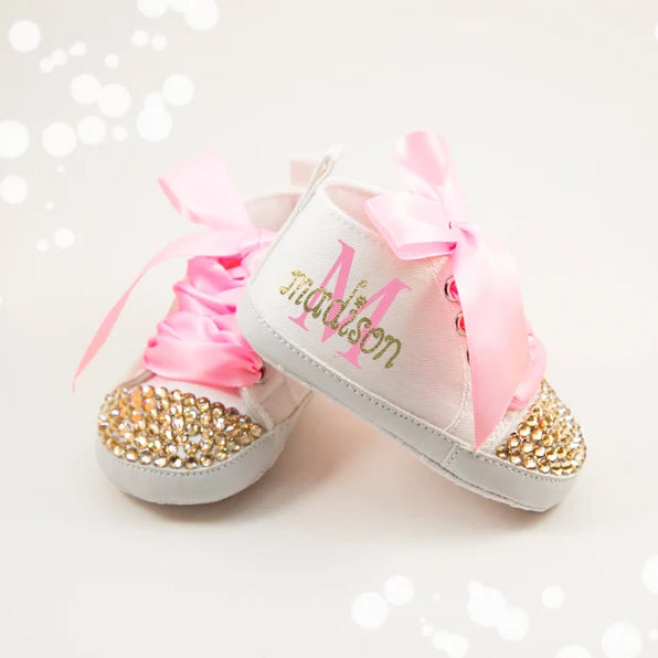 Personalized Gold Baby Girl Shoes