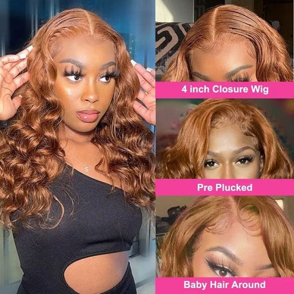 Rich Brown Colored Wigs Body Wave Middle Part Lace