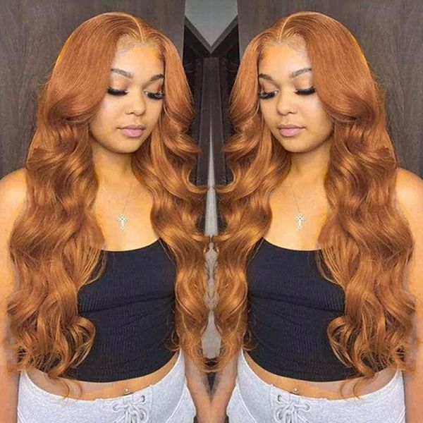 Rich Brown Colored Wigs Body Wave Middle Part Lace