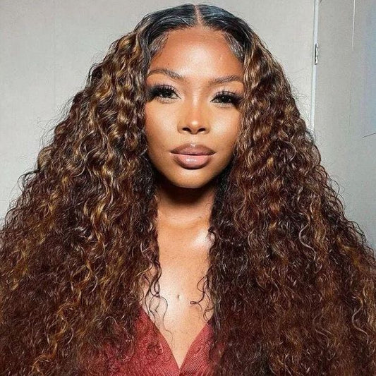 13*4 Lace Front Water Wave Balayage Highlight Colored
