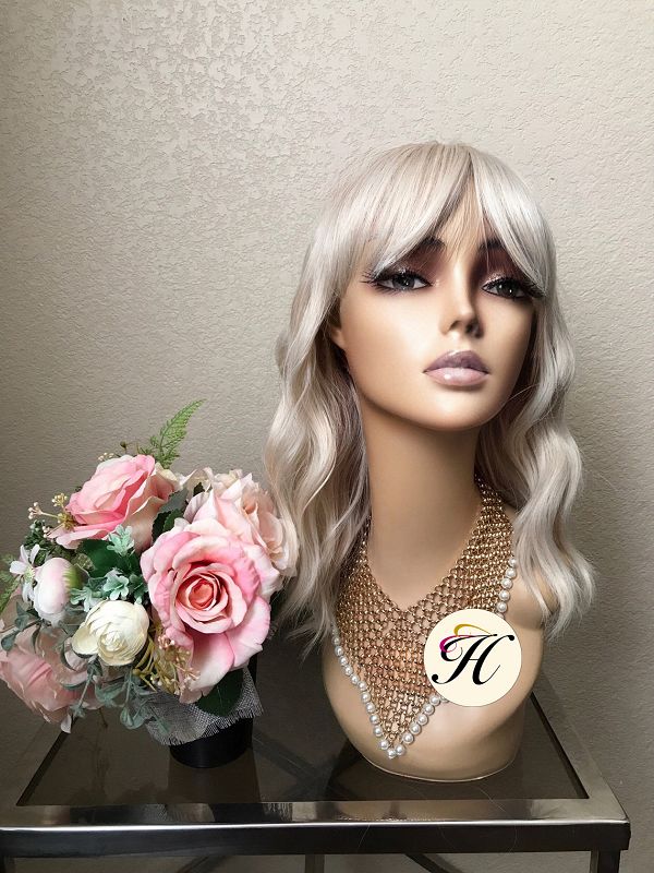 14” Curly Midi Length Wig With Bangs