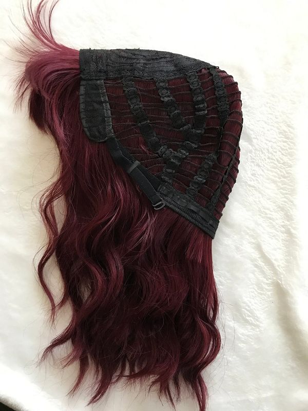 14" Burgundy Curl Wig With Bangs