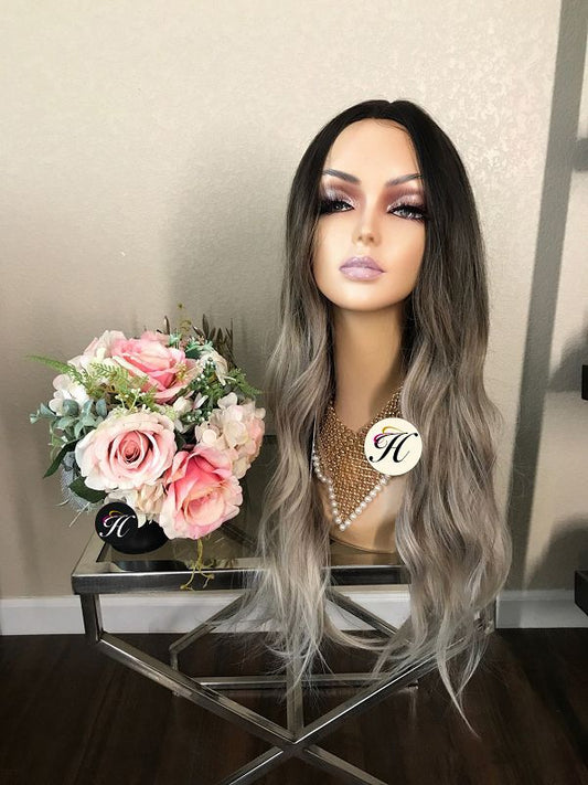 24" Ombre Long Curly Wig With Cap