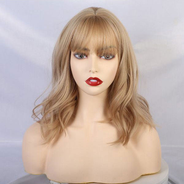 natural curly wig with bangs